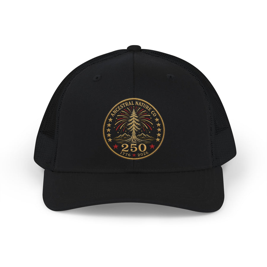 4th of July - 250-year Anniversary - ANCO - Unisex Washed Mesh-Back Cap