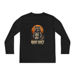 Youth Long Sleeve Tee — Night Shift Raccoon Skeleton Graphic