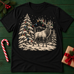 Elk & Pine Forest T-Shirt — Vintage Nature Graphic Tee