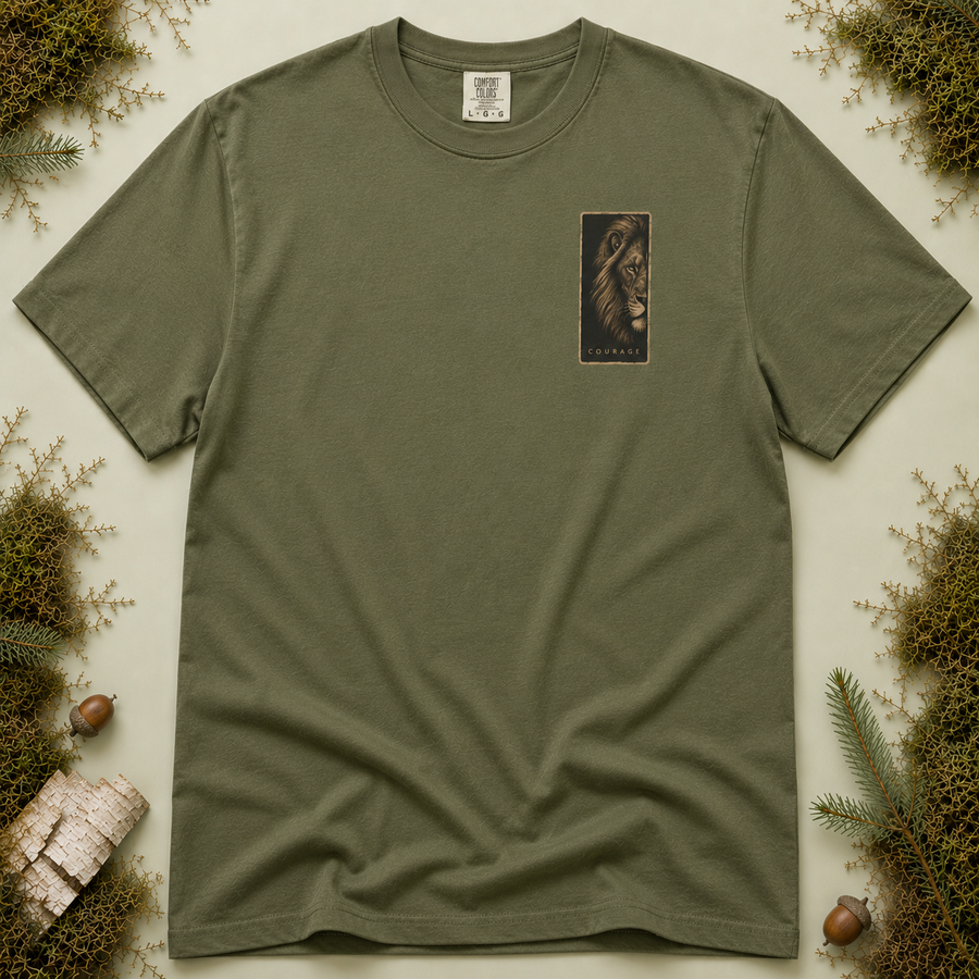 Lion Portrait  — "Courage" Short Sleeve - T-Shirt back view