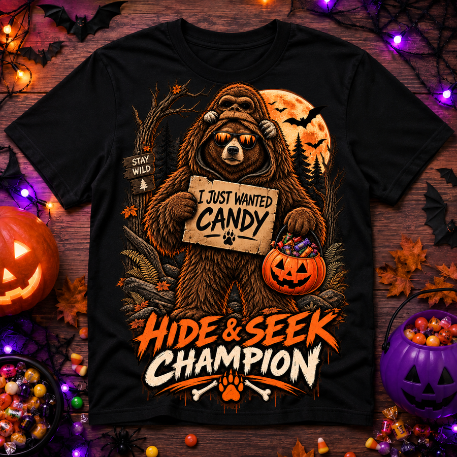 Youth Halloween Tee — "I Just Wanted Candy" Hide & Seek Champion