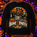 Adult - Bone to Party Long Sleeve Tee — Halloween Bear Skeleton Design